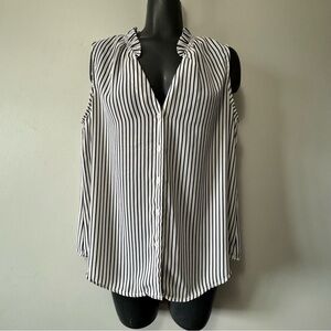 Banana Republic Factory Black and White Cut-Out Blouse